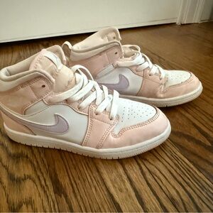Nike Kids “Pink Lemonade” sneakers, colors light pink white and gray.